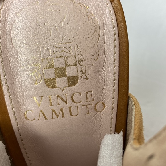 Vince Camuto Yolana Women’s Leather Tan Open Toe Slingback Studded Stiletto 7M - Picture 8 of 9